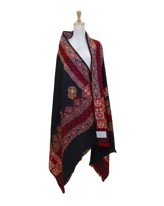 شال كشميري اسود تطريز فاخر