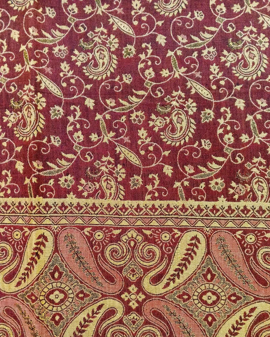 شال كشميري فاخر بوجهين احمر و ذهبي