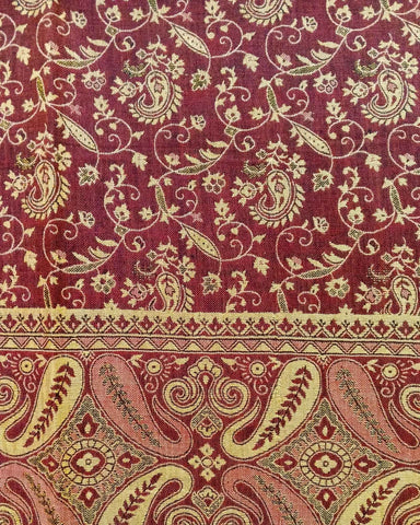 شال كشميري فاخر بوجهين احمر و ذهبي