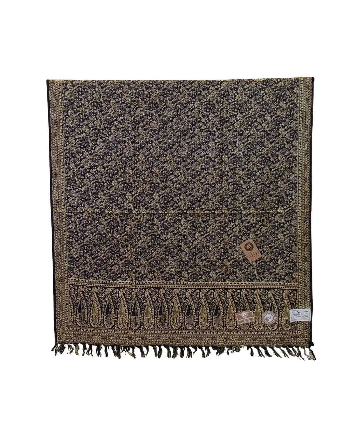 شال كشميري كحلي بوجهين طول مترين