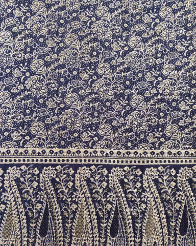 شال كشميري كحلي بوجهين طول مترين