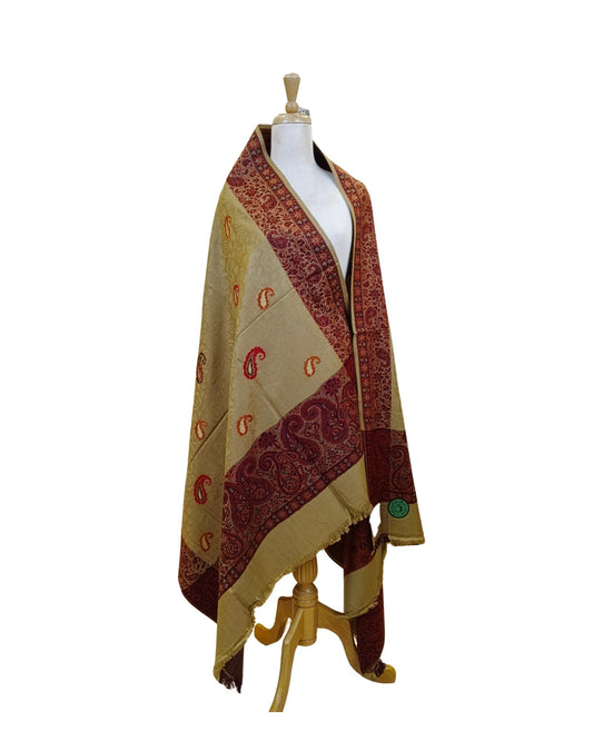 شال كشميري شتوي فاخر لون بني