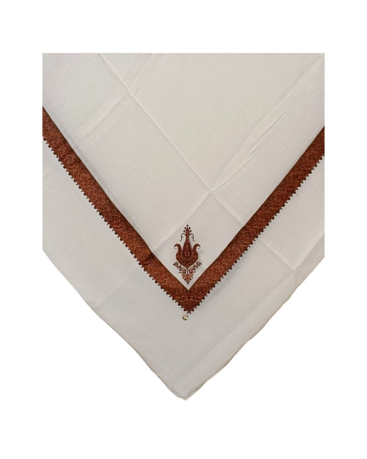 شماغ كشميري سكري مطرز بالبني و الاحمر