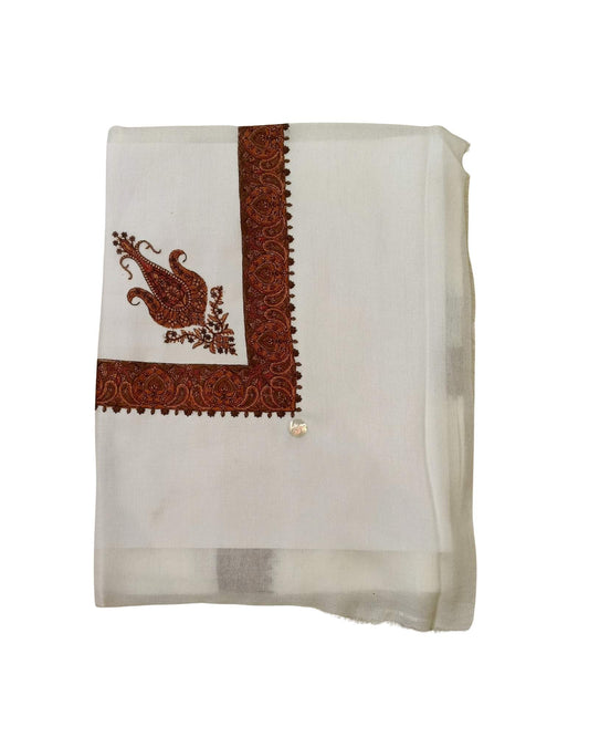 شماغ كشميري سكري مطرز بالبني و الاحمر