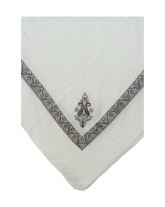 شماغ كشميري فاخر مطرز بالبني و البني الفاتح