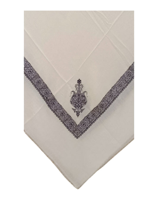 شماغ كشميري بتطريز رمادي