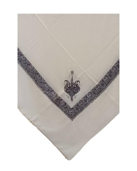 شماغ كشميري فاخر تطريز رمادي