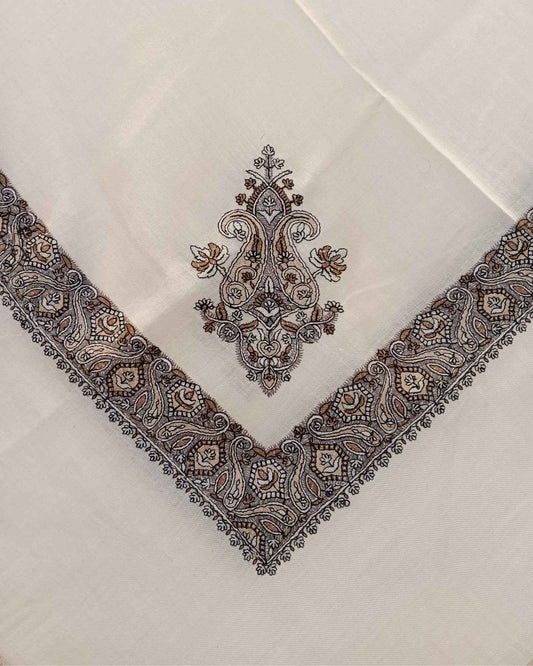 شماغ كشميري سكري مطرز بالبني