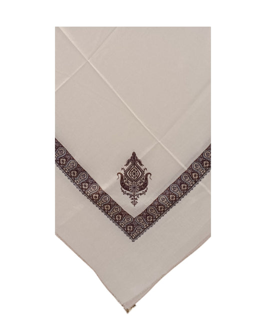 شماغ كشميري سكري مطرز بالبني و الازرق