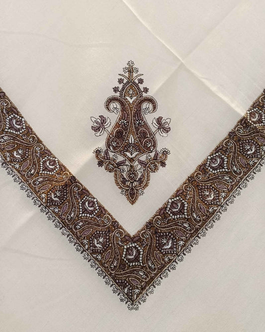 شماغ كشميري سكري مطرز بالبني
