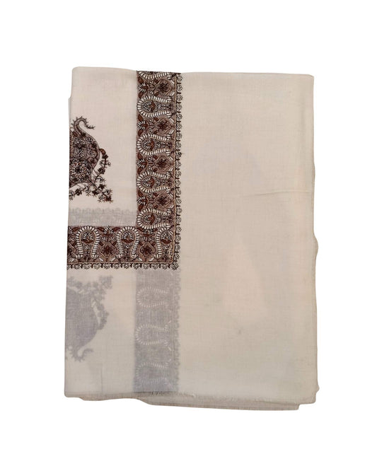 شماغ كشميري سكري مطرز بالبني و الرمادي