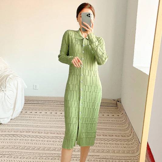 فستان شتوي من الصوف الصناعي الناعم تصميم كوري - Lagonna | لاقونا