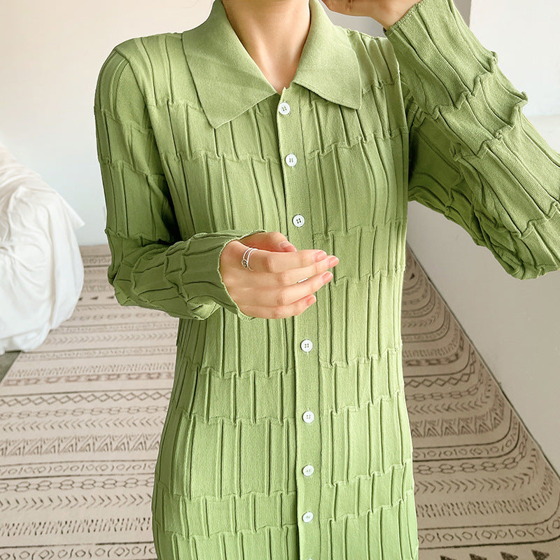 فستان شتوي من الصوف الصناعي الناعم تصميم كوري - Lagonna | لاقونا