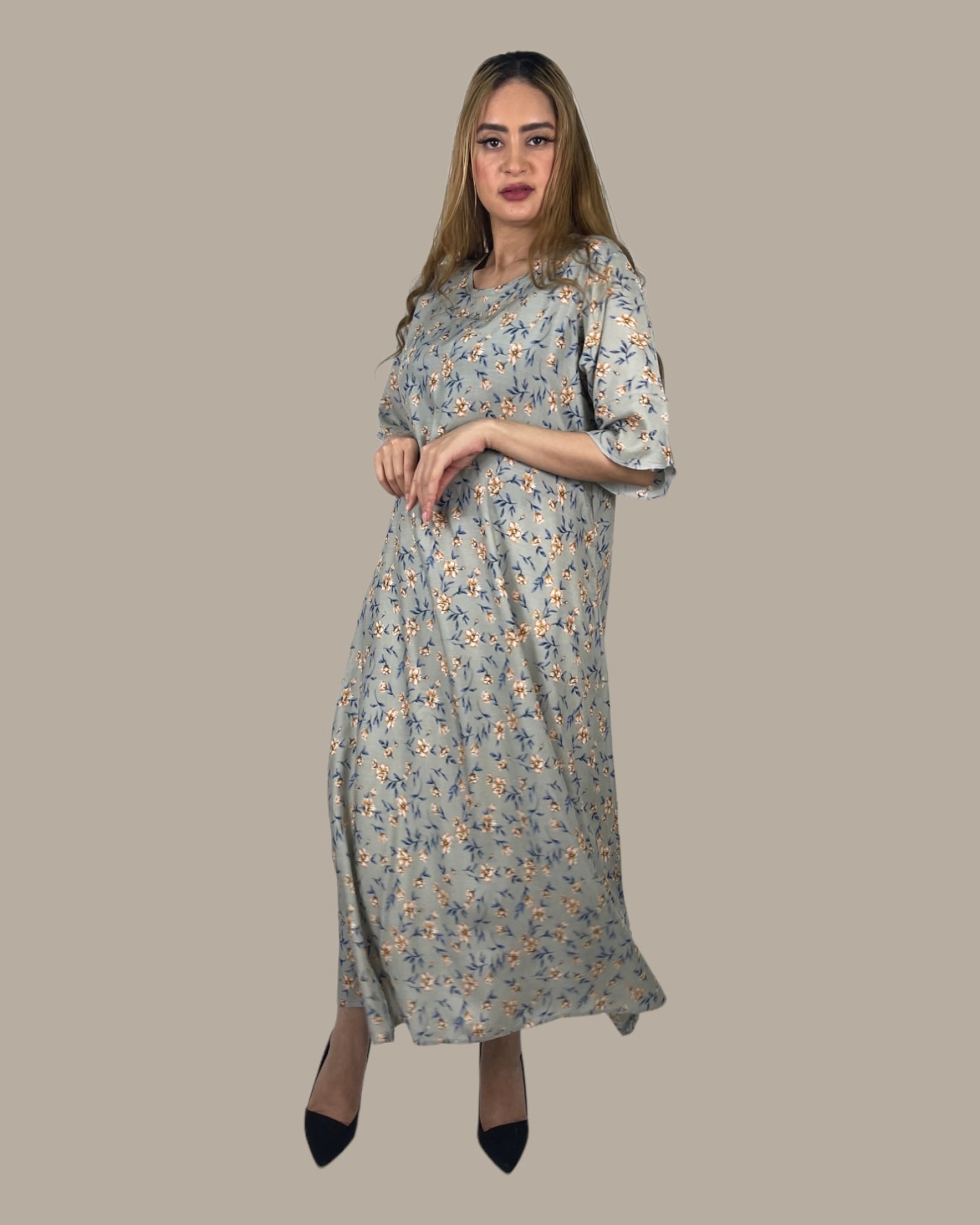 فستان رمادي مشجر - Lagonna | لاقونا