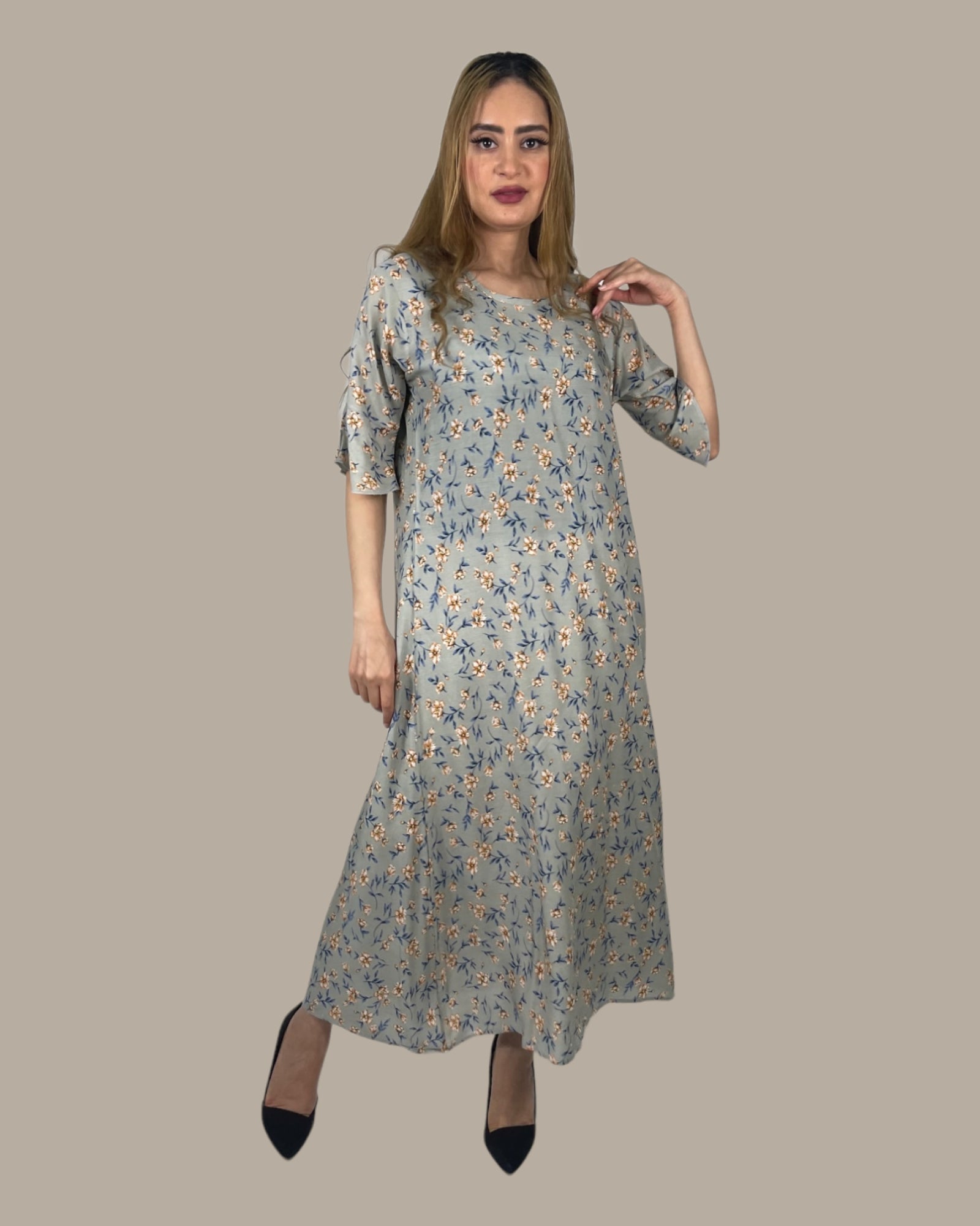فستان رمادي مشجر - Lagonna | لاقونا