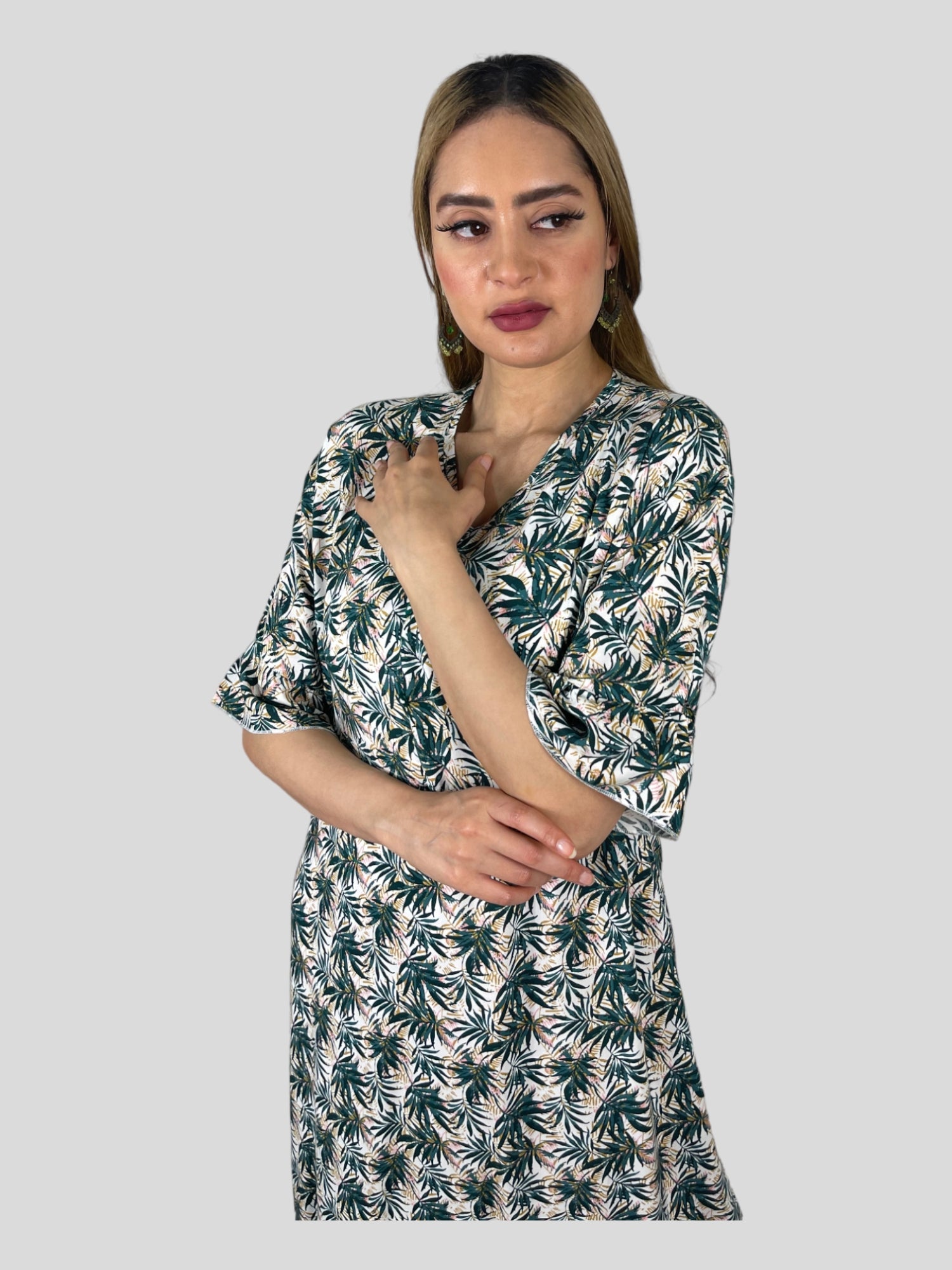 فستان مشجر زيتي - Lagonna | لاقونا